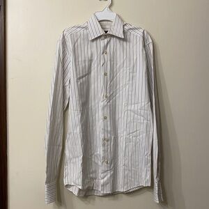 Zegna Slim Fit Button Down Shirt Pink Black